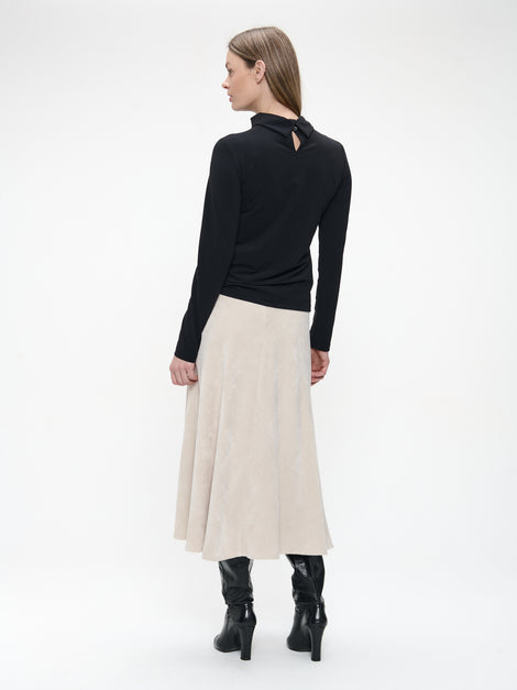 Hilary top brush tech jersey | Black