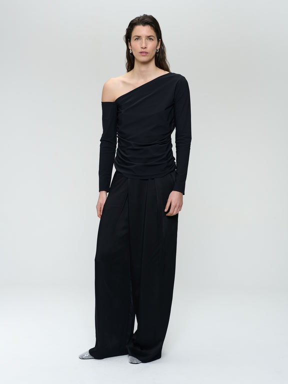 Lidia stretch technical jersey top | Black