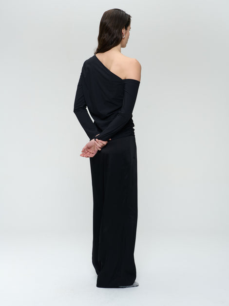 Lidia stretch technical jersey top | Black