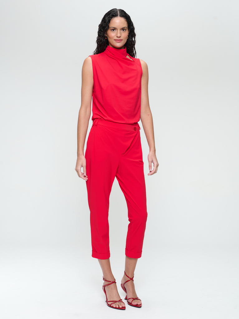 Naomi stretch technical jersey top | Red