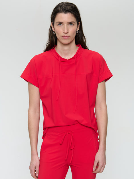 Lucca stretch technical jersey top | Red