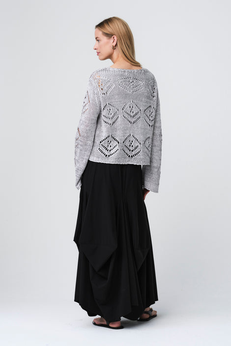 Sequined hole pullover E25053 | Light Grey