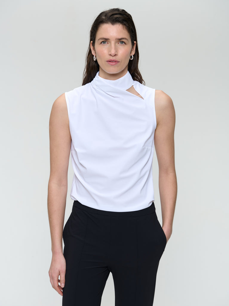 Naomi stretch technical jersey top | White