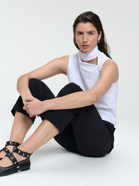 Naomi stretch technical jersey top | White