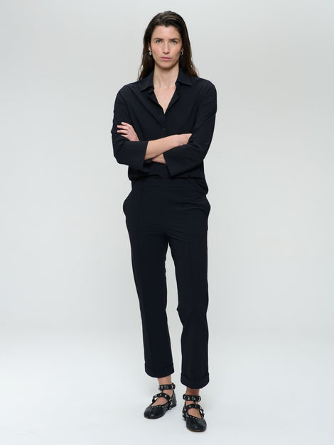 Iva stretch technical jersey blouse | Black