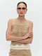 Openwork two-tone knit top 9061 | Beige Gold