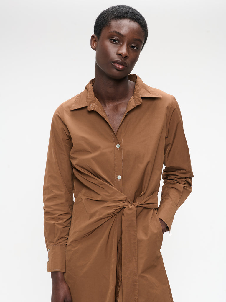 Edyta taffeta dress | Camel