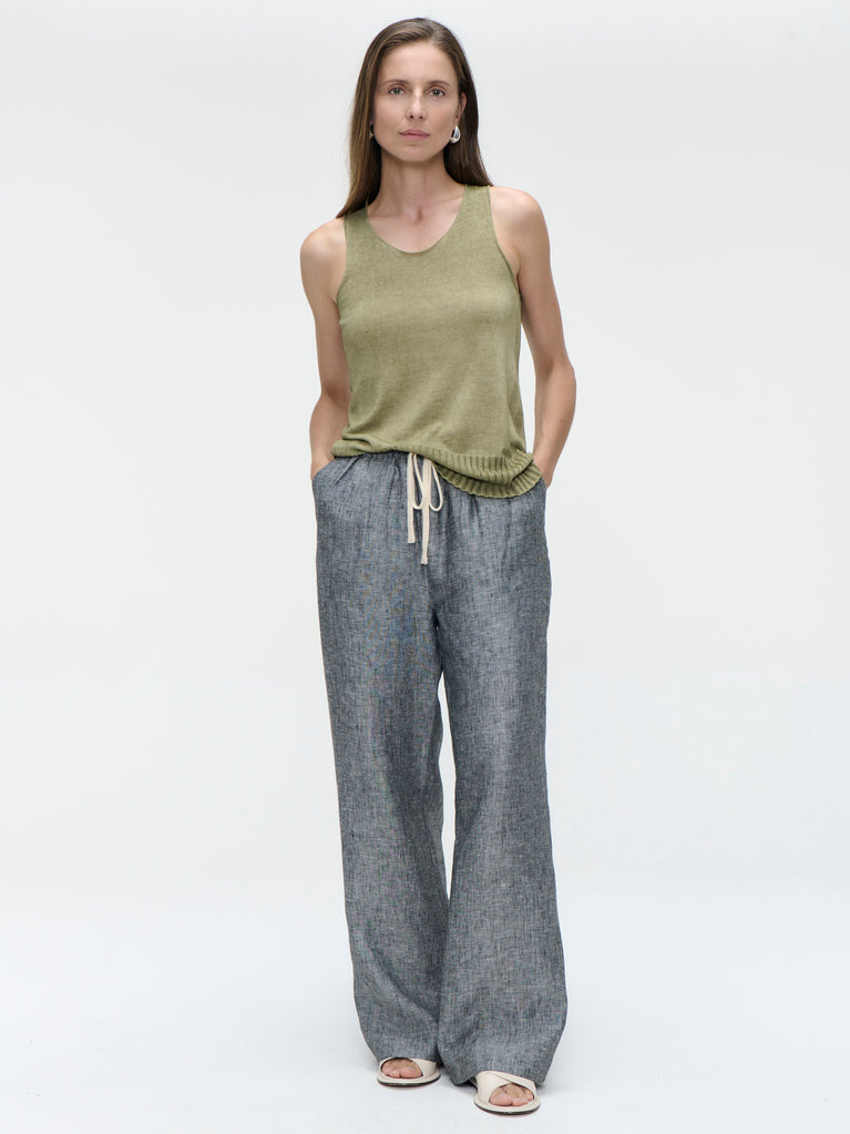 Folly linnen pants | Black Melange