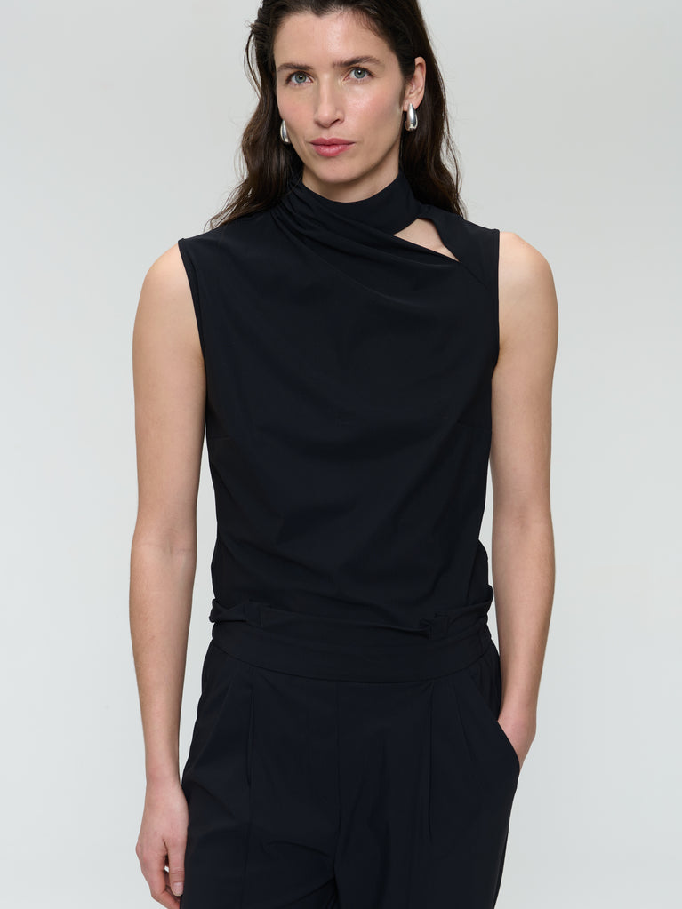 Naomi stretch technical jersey top | Black