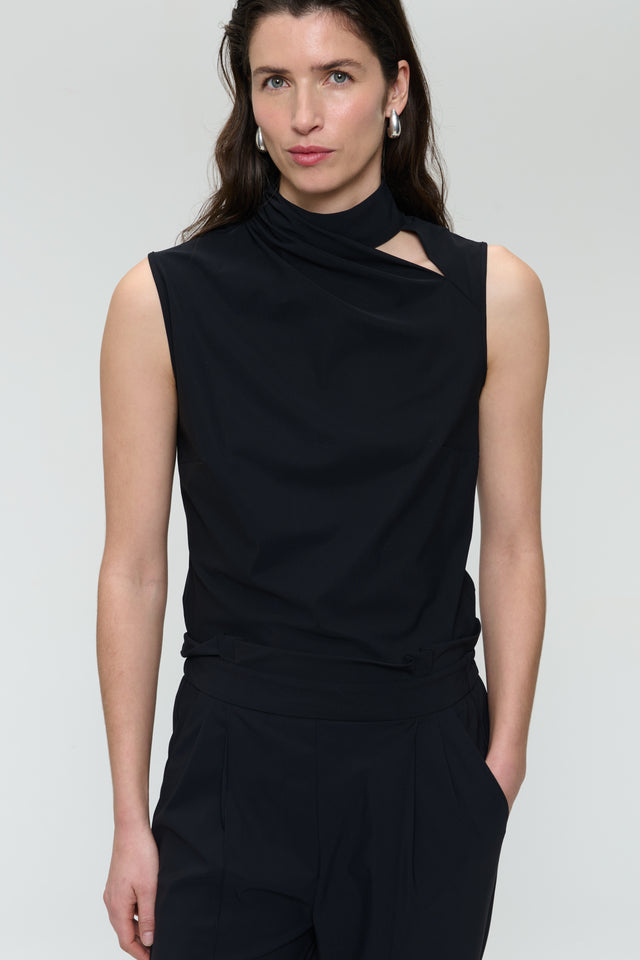 Naomi stretch technical jersey top Naomi stretch technical jersey top | Black