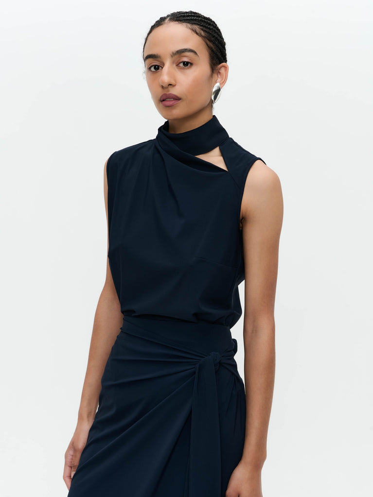 Naomi stretch technical jersey top | Blue
