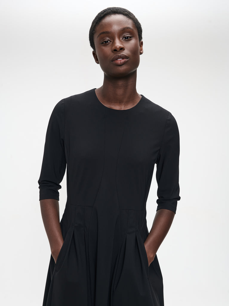 Heide tech jersey dress LS | Black