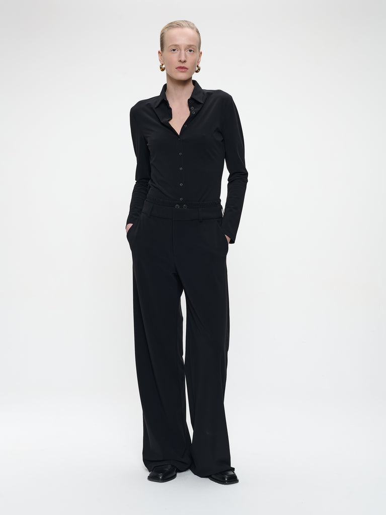 Kikkie blouse brush tech jersey | Black