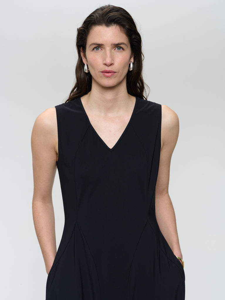 Ria WS stretch technical jersey dress | Black