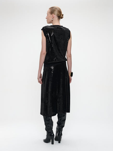 Pallino sequins top | Black