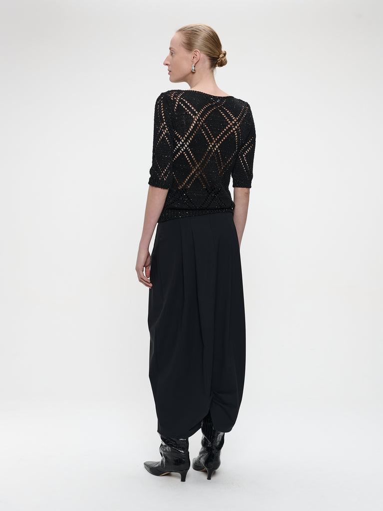 Openwork top with sequins 9040 | Black
