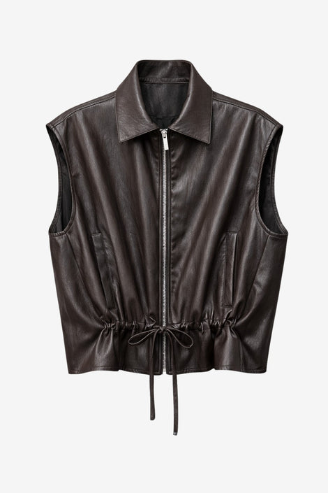 Alora eco leather vest | Dark Brown