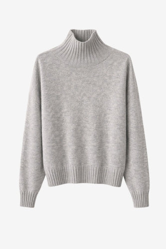 Cashmir wool polo pullover W1165 | Grey
