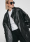Noir eco leather coat | Black