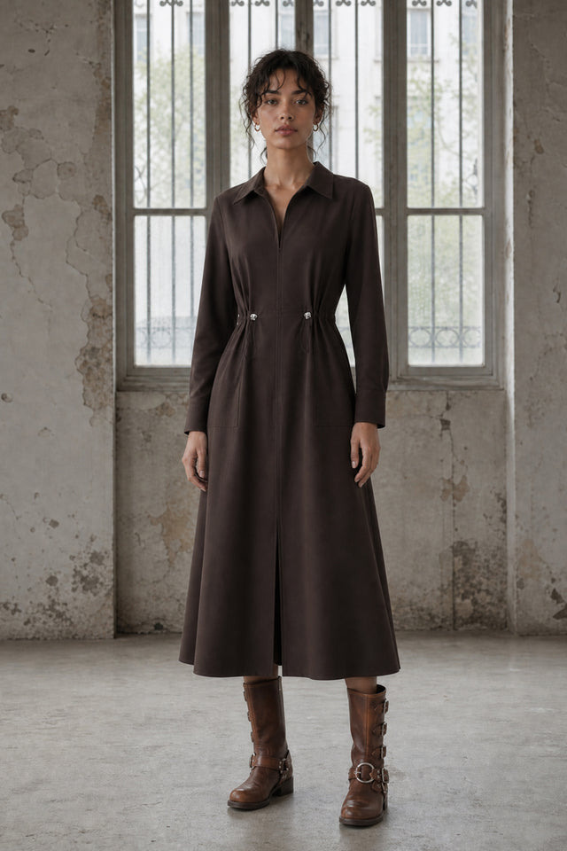 Delfina dress technical jersey Delfina dress technical jersey | Chocolate