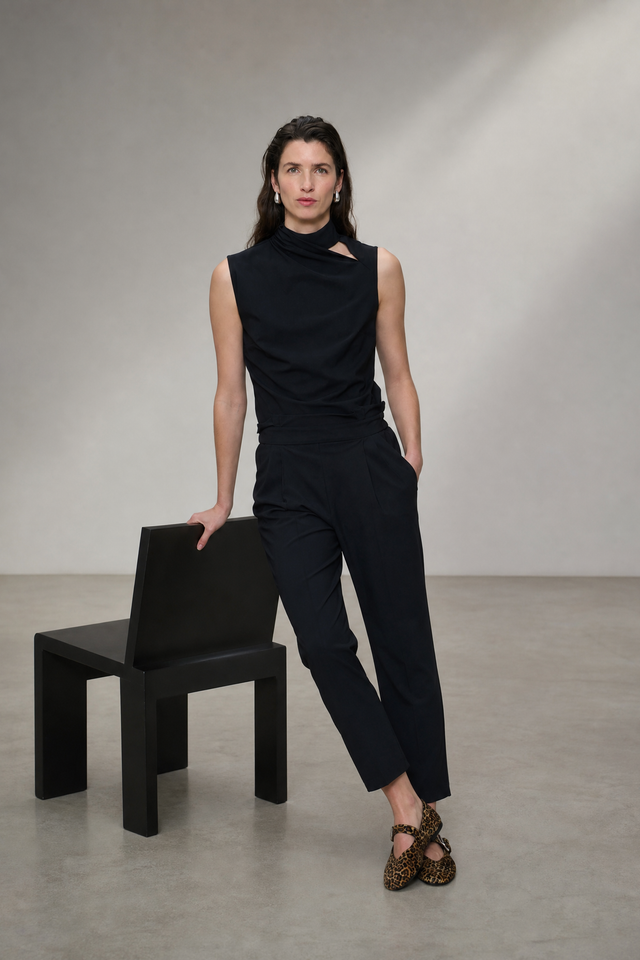 Naomi stretch technical jersey top Naomi stretch technical jersey top | Black