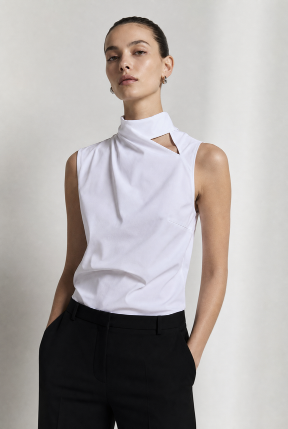 Naomi stretch technical jersey top | White