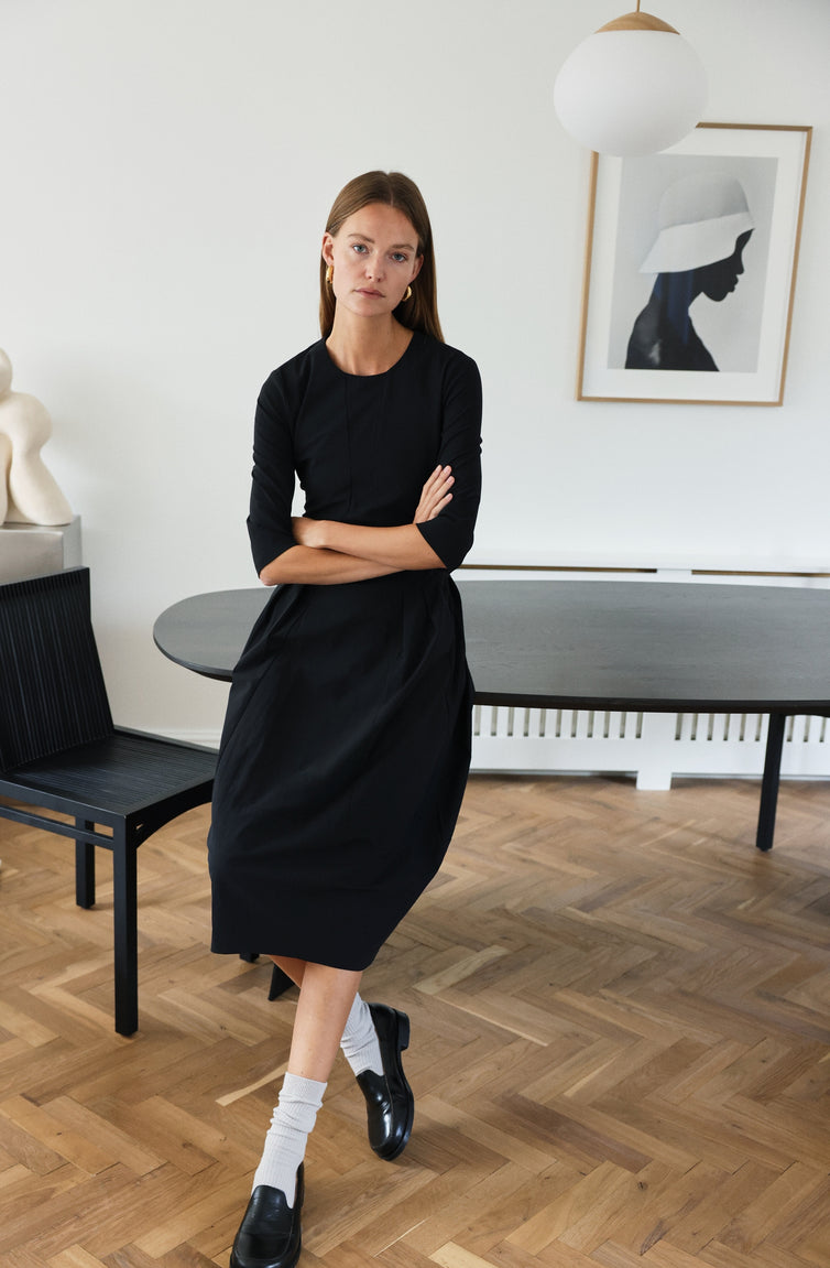 Heide tech jersey dress LS | Black