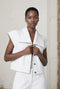 Martinez jeans white vest | Shiny White