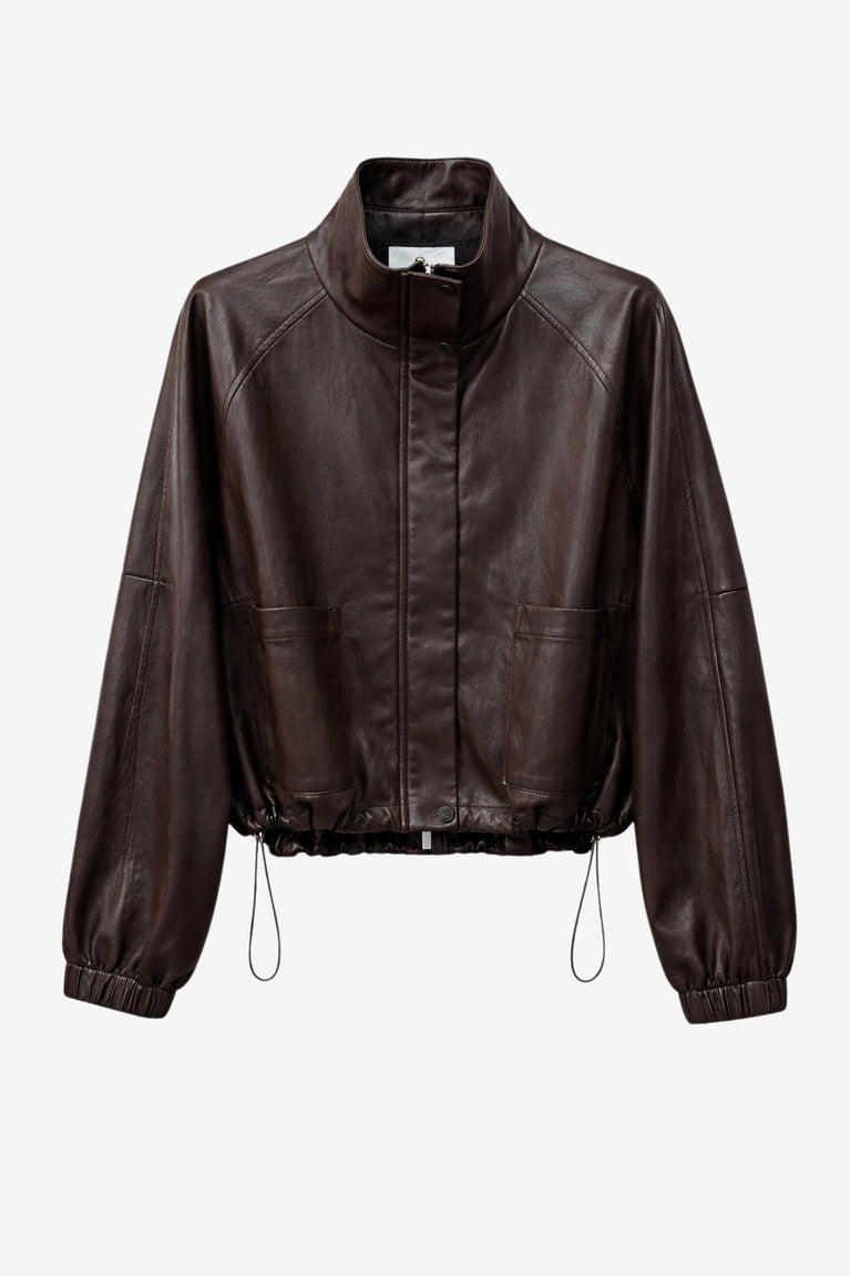 Nerina eco leather bomber jacket | Dark Brown