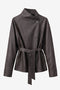 Noir eco leather coat | Dark Brown