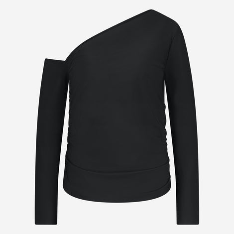 Lidia stretch technical jersey top | Black