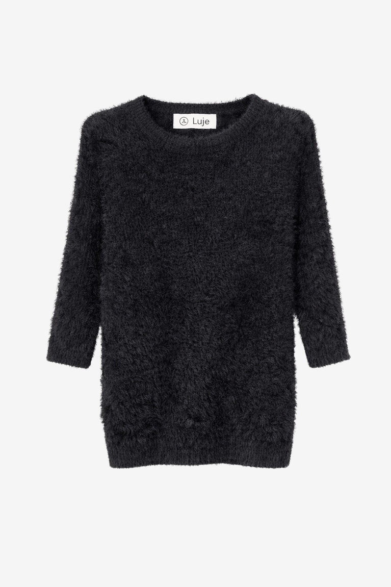 Soft knitted short sleeves top | Black