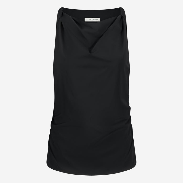 Marika stretch technical jersey top | Black