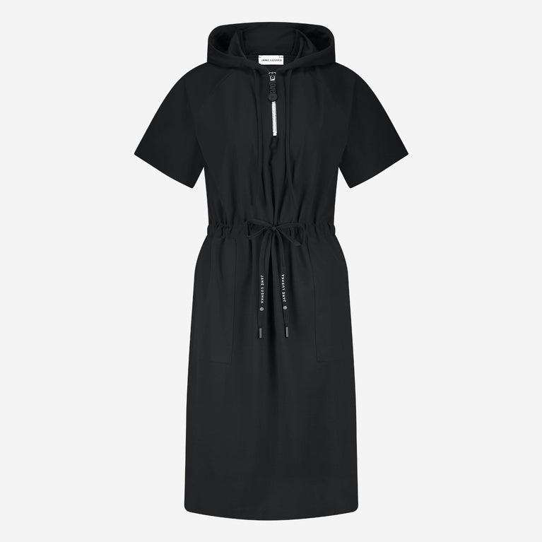 Evi stretch technical jersey dress | Black