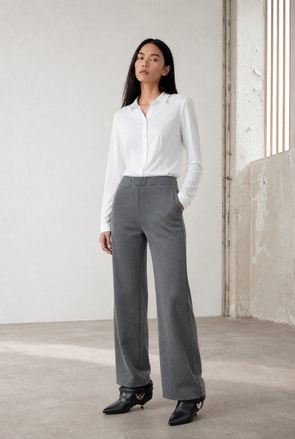 Viscose wide-leg pants | Grey
