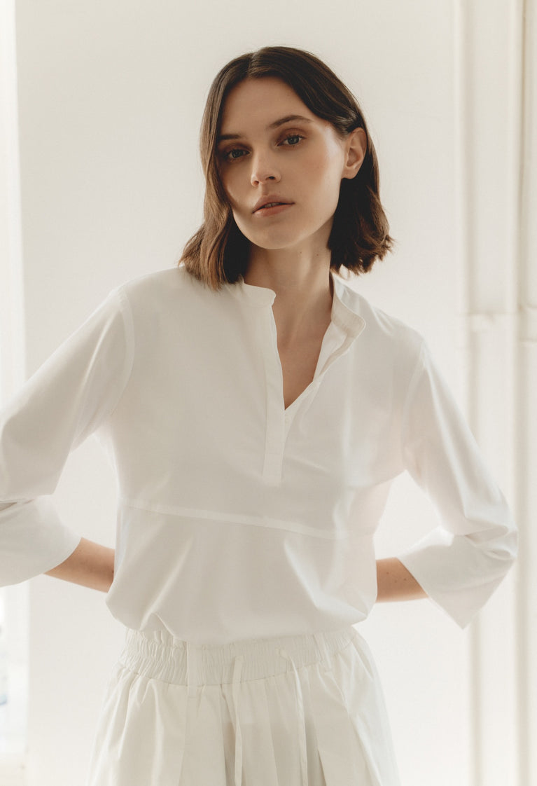 Damiana stretch technical jersey top | White