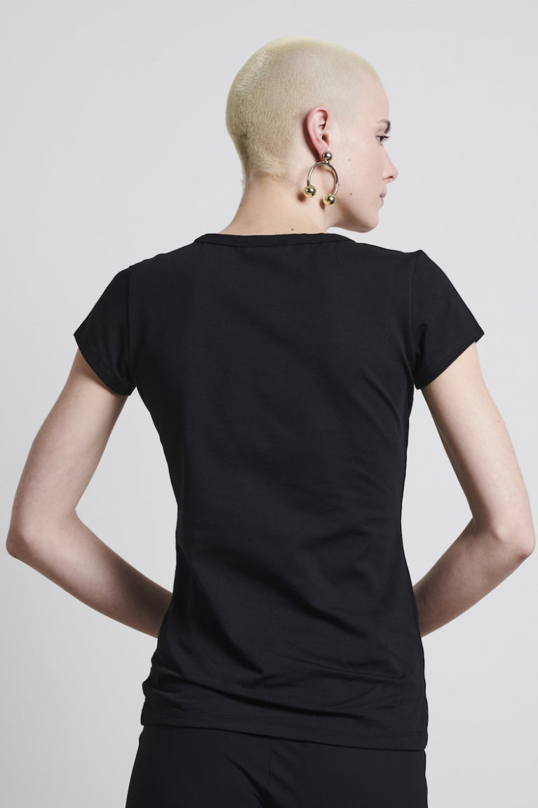 T shirt V Neck Easy Wear Organic Cotton | Black