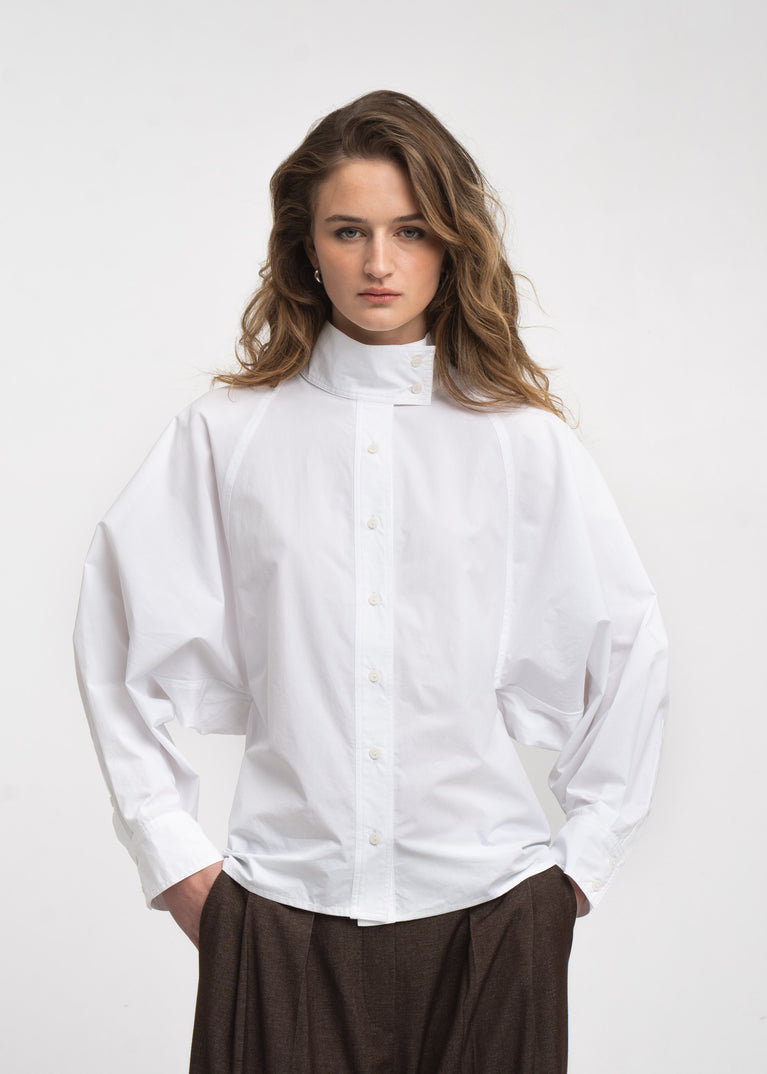 Bree cotton poplin blouse | White