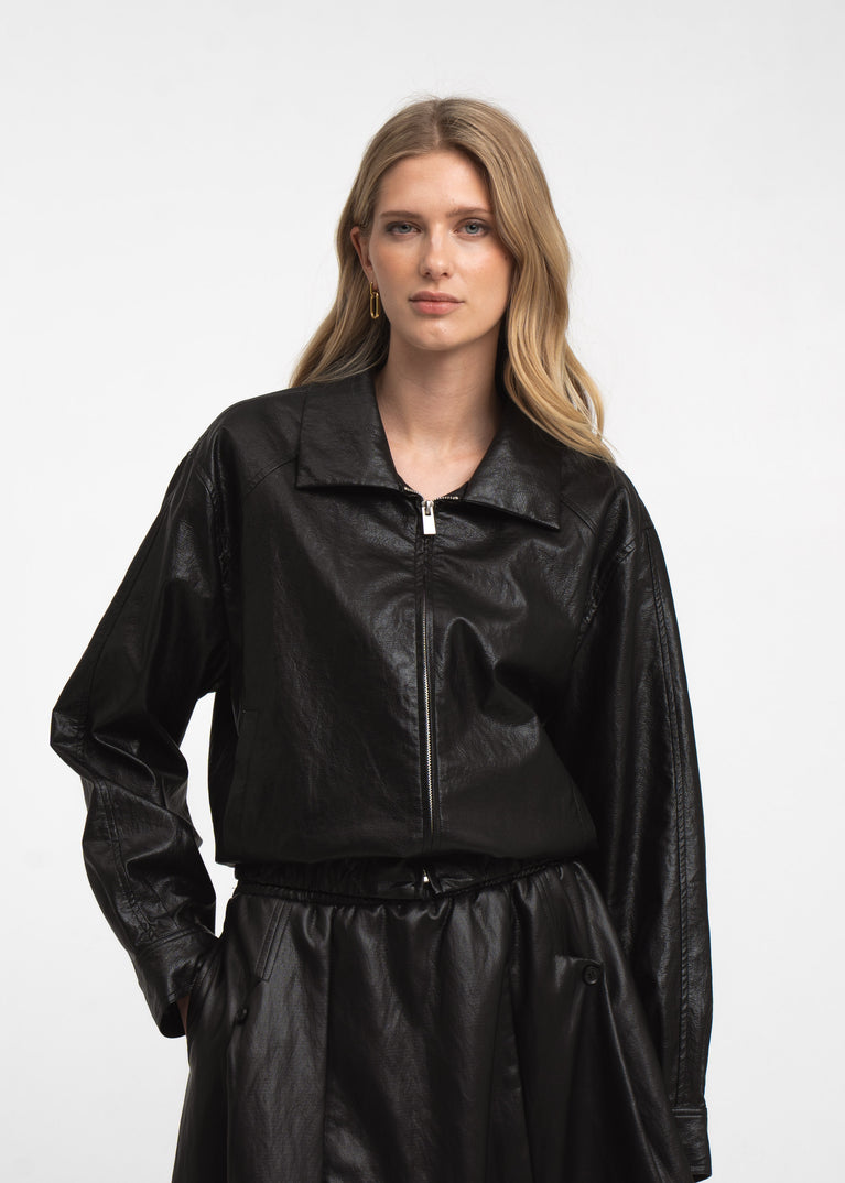 Pola eco leather bomber jacket | Black