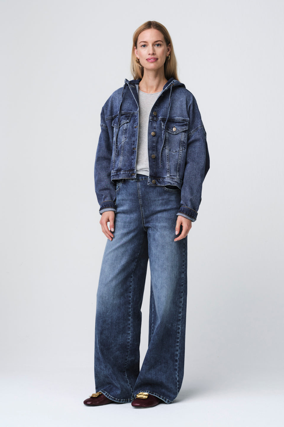Nevada hood denim jacket | Summer Blue
