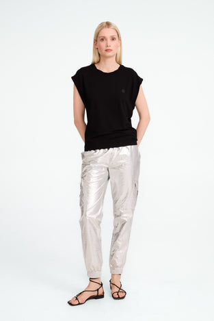 Maria strech viscose logo top | Black