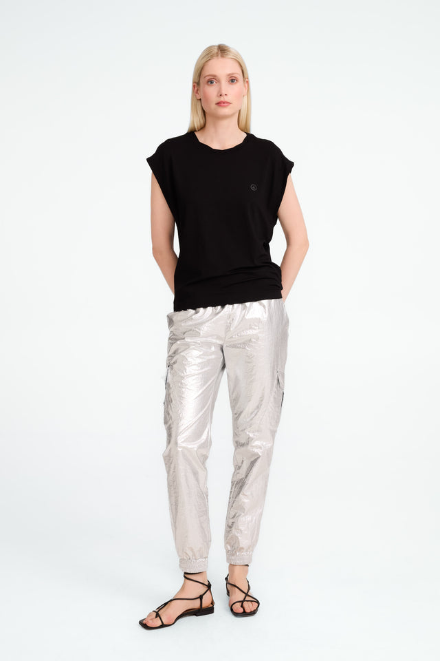Maria strech viscose logo top | Black