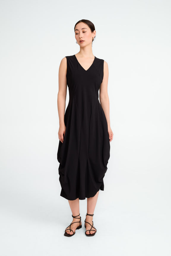 Ria WS strech technical jersey dress | Black