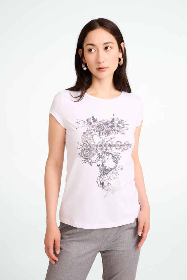 T-shirt print cotton viscose | White