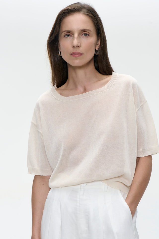 Fine Viscose Top 26011 | Ecru