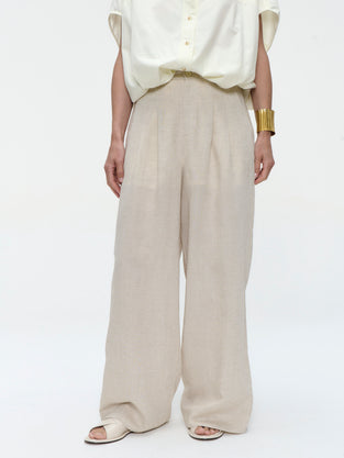 Hamako linnen mix pants | Beige