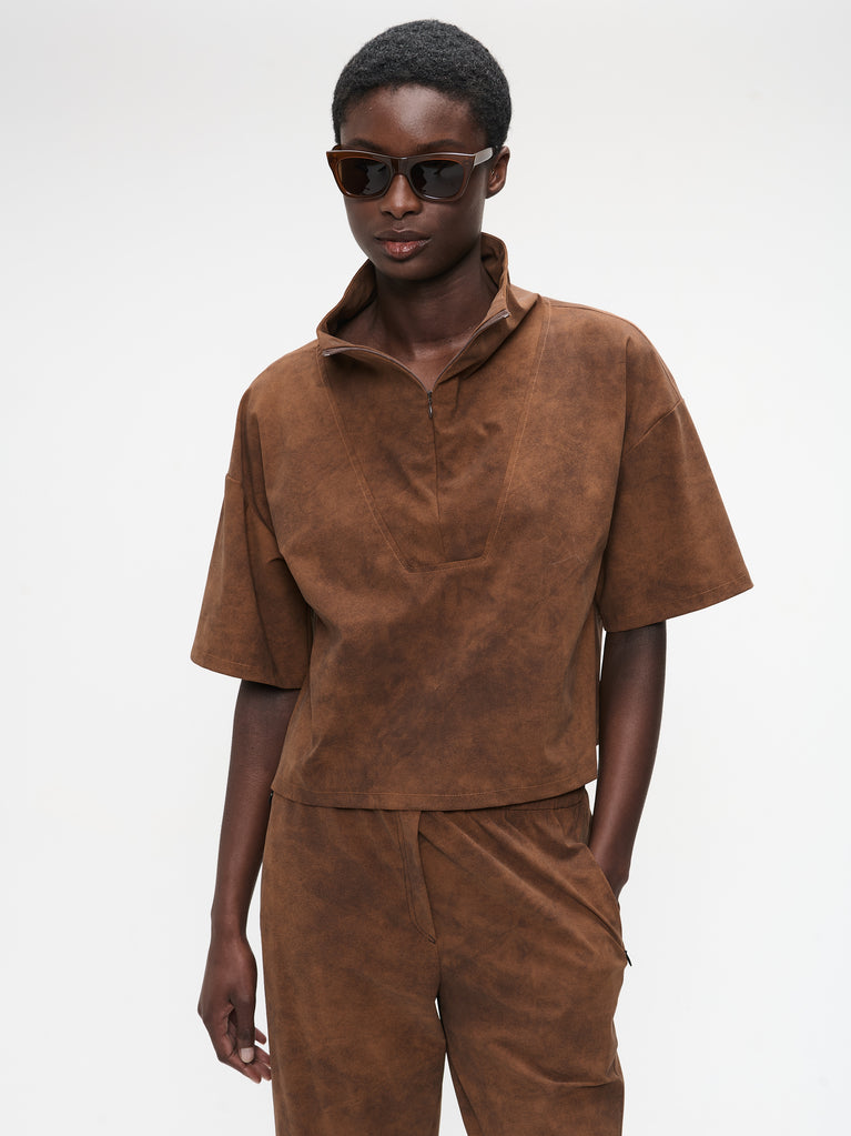 Leone blouse technical jersey | Caramel