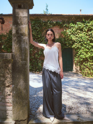 Nova viscose pleated pants | Grey