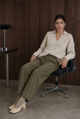 V-neck dyed viscose pullover NB2310 | Ecru