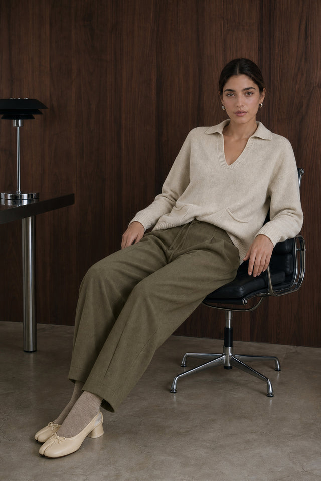 V-neck dyed viscose pullover NB2310 | Ecru